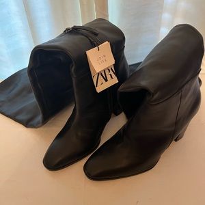 Zara thigh high leather boots